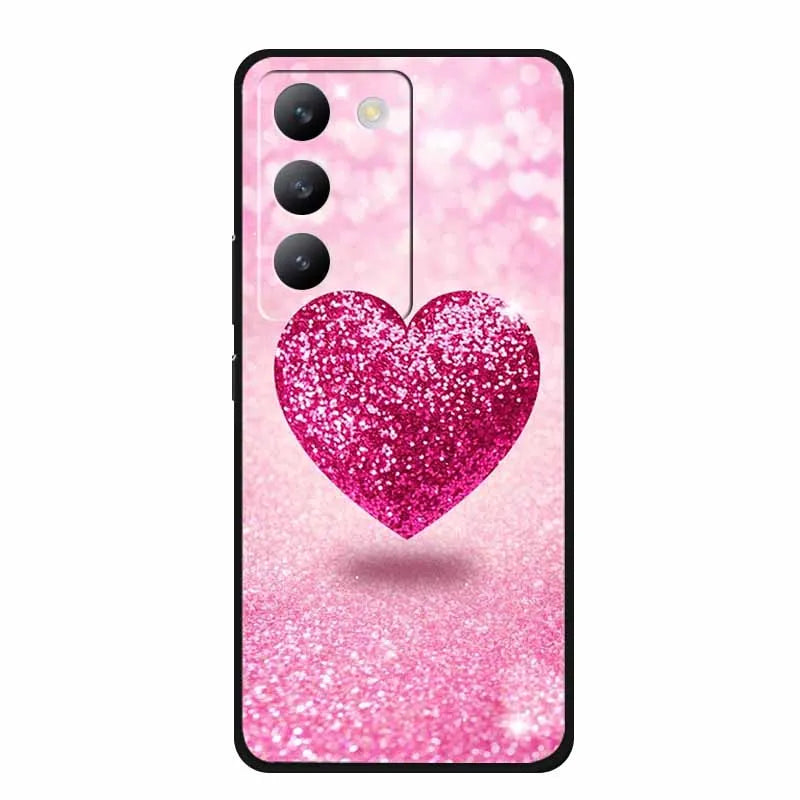 For vivo V40 SE Case Luxury TPU Soft Silicone Phone Back Cover for vivo V40 SE 5G Protective Shockproof Flowers Girl Cute Coque