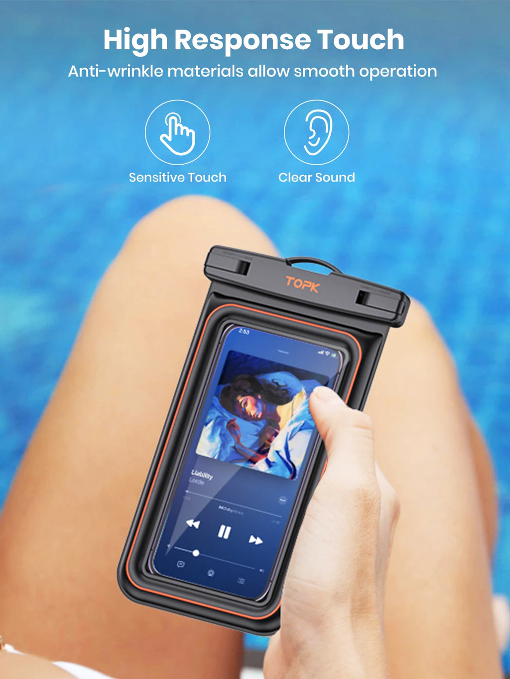 TOPK Waterproof Phone Pouch IPX8 Floating Dry Bag Waterproof Phone Case for Vacation Beach compatible with under 7 inches phones