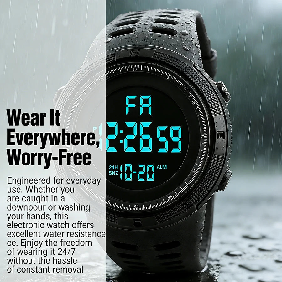 Men's Watch Sports Digital Watches for Man Big Dial Luminous Waterproof Alarm Clock Multifunction Military Electronic Wristwatch