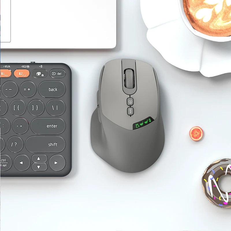 T02 Pro Wireless Mouse OLED Display,Dual Bluetooth/USB Connection,Quiet Design and Compatible with PC/Notebook