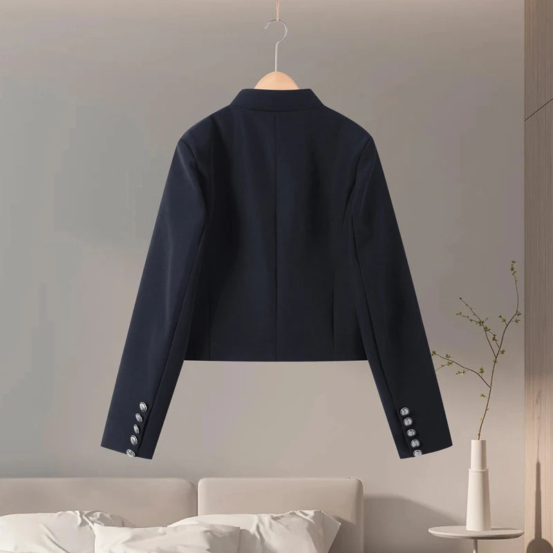 Fashion Women's Jacket O-neck Full Sleeve Single Breasted Female Napoleon Jackets 2026 Spring New Chic High Street Lady Coats