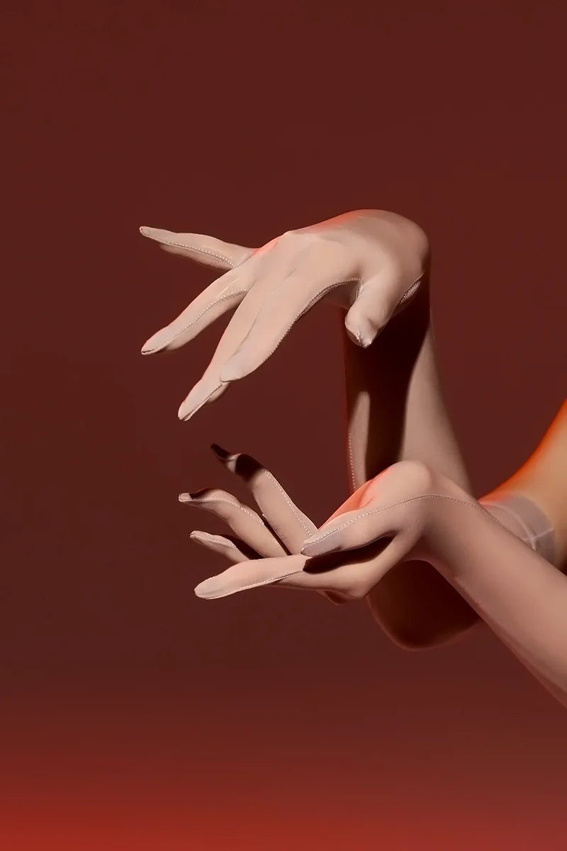 Sexy Women 8D 912 Pin Oil Glossy Shiny Elastic Glove Sheer See Through Ultrathin Sunscreen Driving Glove Luxury Candy Color