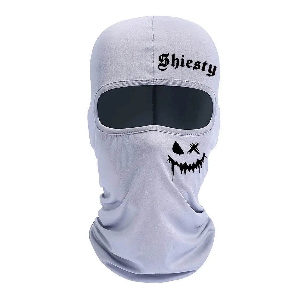 1pc/2pcs Smiling face print Balaclava face mask, summer cool neck cover, motorcycle skiing scarf, unisex