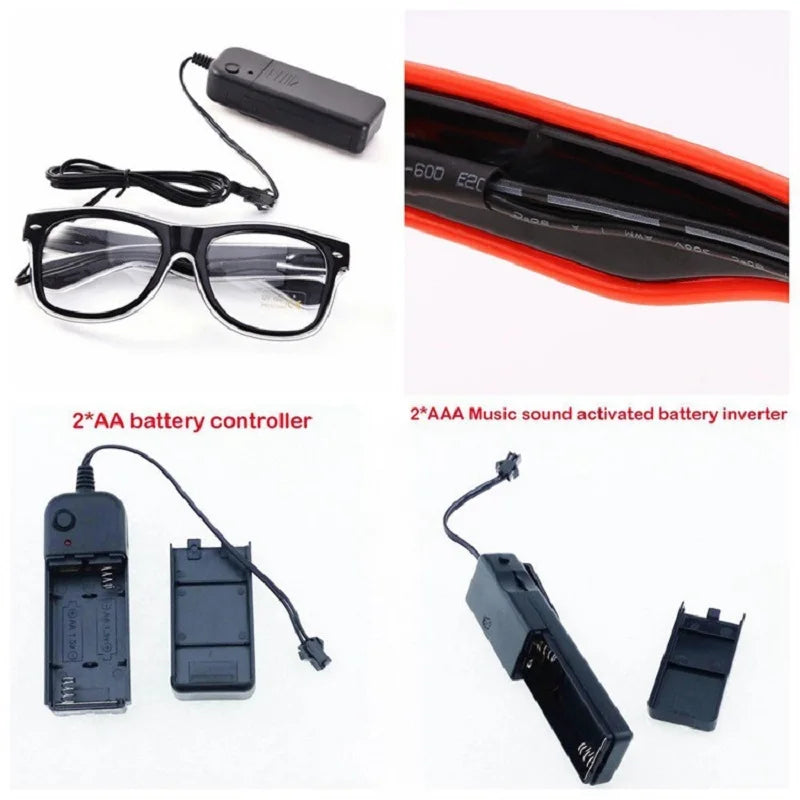 Led Glasses Neon Party Flashing Glasses Novelty Gift EL Wire Glowing Gafas Luminous Bril  Glow Sunglasses Bright Light Supplies