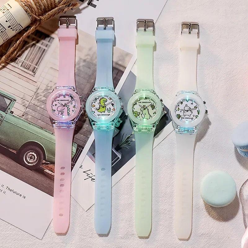 Children's Watch Cute Cartoon Watches Luminous Silicon Strap Boys Kids Students Fashion Quartz Wristwatches