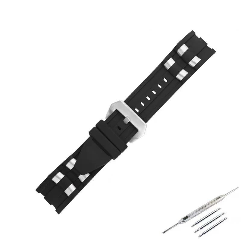 26mm rubber Watch strap accessories compatible for Invicta Russian Professional Divers silicone metal pellet wristband bracelet