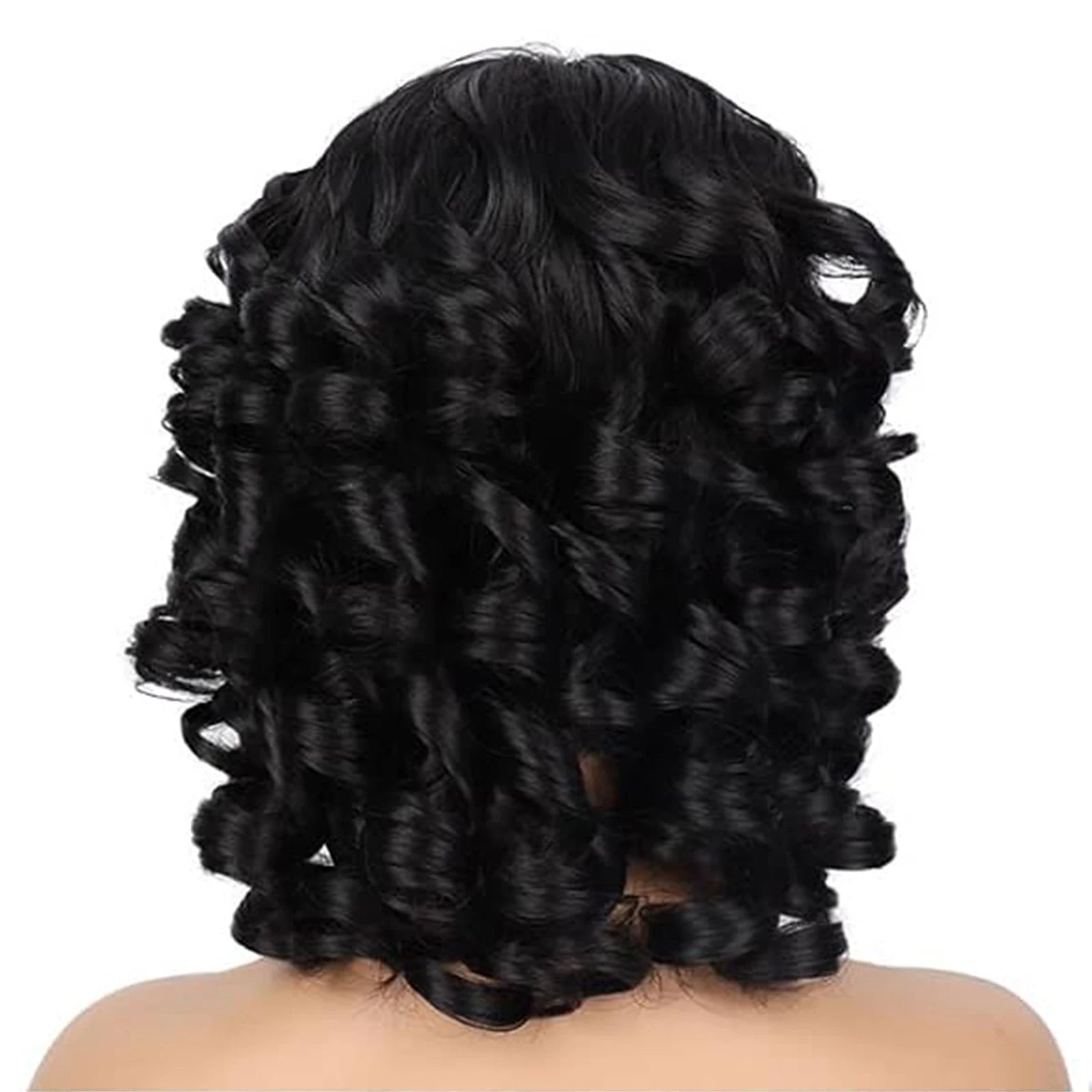 Tereshar Synthetic Short Afro Curly Wig with Bangs Big Bouncy Fluffy Short Kinky Curly Wig for Women Girls