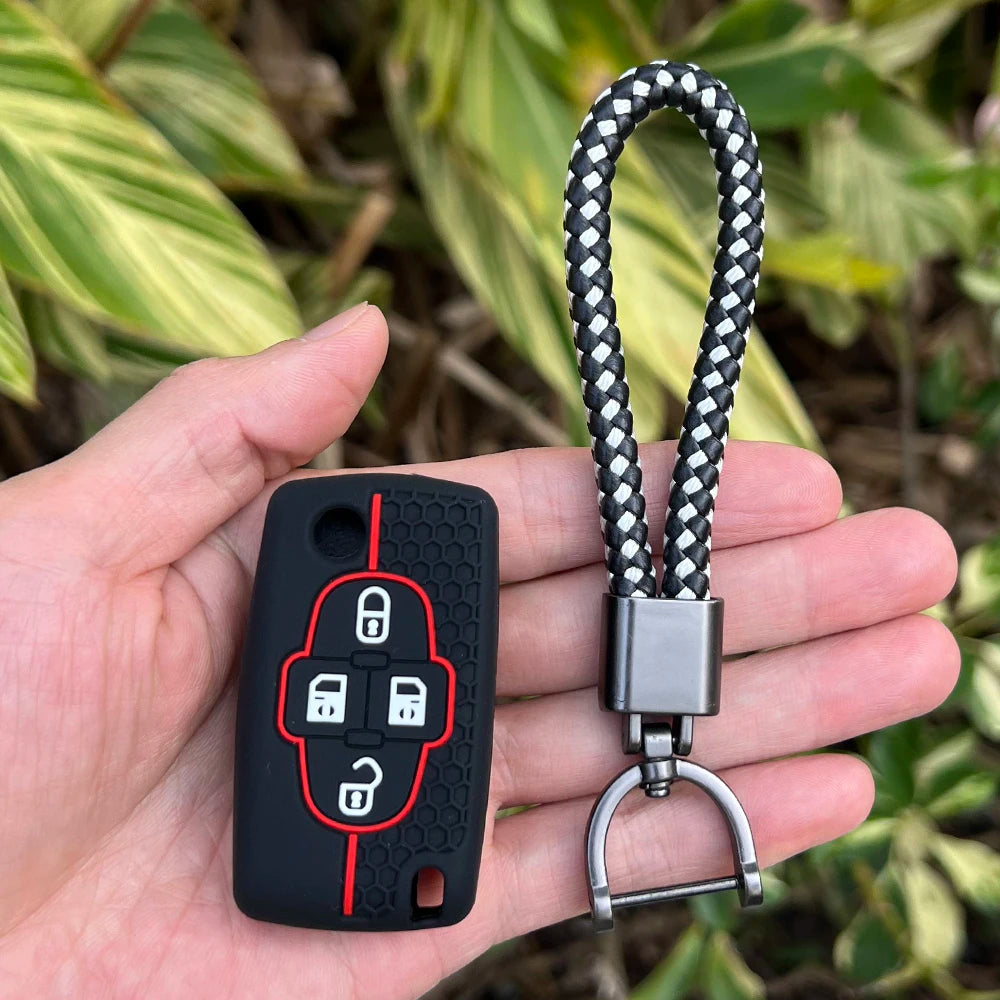 Silicone Car Remote Case Holder Keychain for Peugeot 1007 807 Rubber Key Cover Shell Protector for Citroen C8 4 Buttons Flip Key