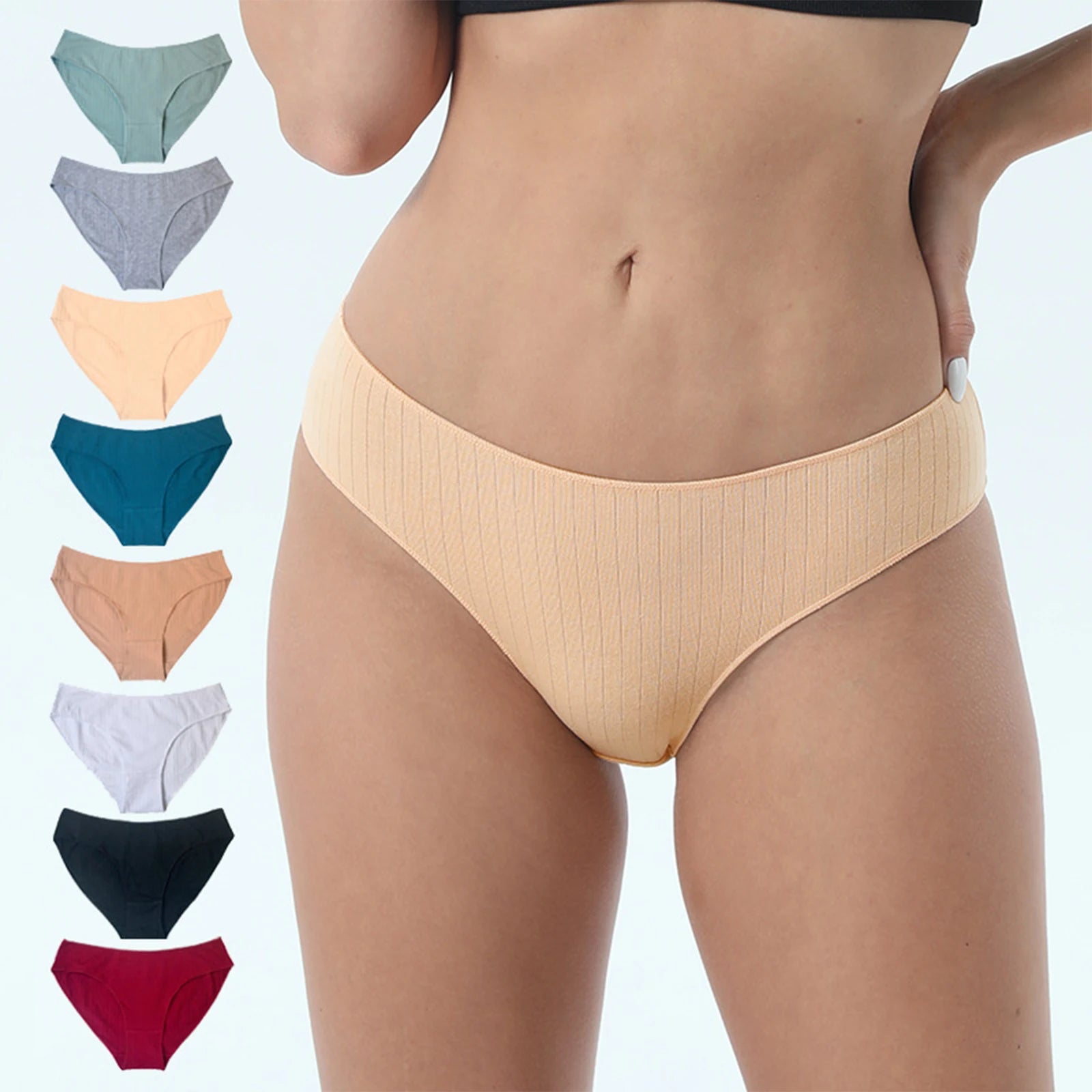Women's Underwear Low Waist Trendy Soft Breathable Plus Size Ladies Briefs Multiple Colors Stretchy Fashionable Underwear