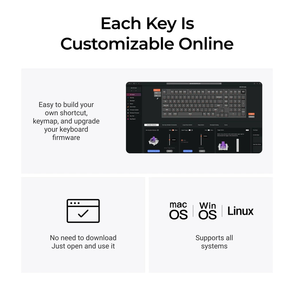 Keychron Q5 HE QMK Wireless Custom Mechanical Keyboard Magnetic Switches Adjustable Actuation Point Aluminum RGB Backlight