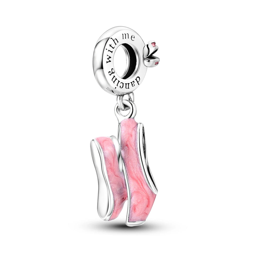 925 Silver Lipstick High Heels Charms For Lady Pendant Fit Original Bracelet DIY Ornament