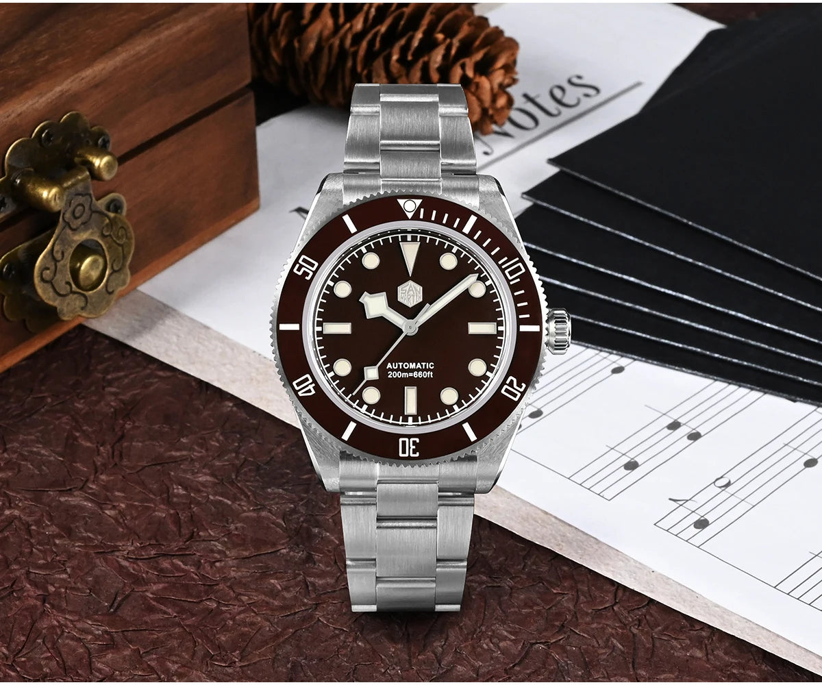 San Martin 40mm Vintage Diver Luxury Men Wristwatch Brand Classic BB58 PT5000 Automatic Mechanical Watches Sapphire 20Bar SN0008