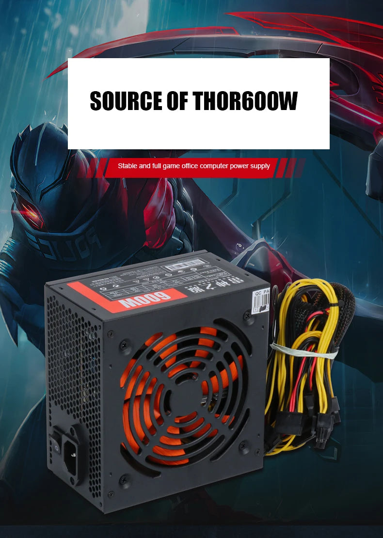 Thor Source ATX-650W Desktop Computer Power Supply Rated Dual CPU Stable PC Host Power Supply