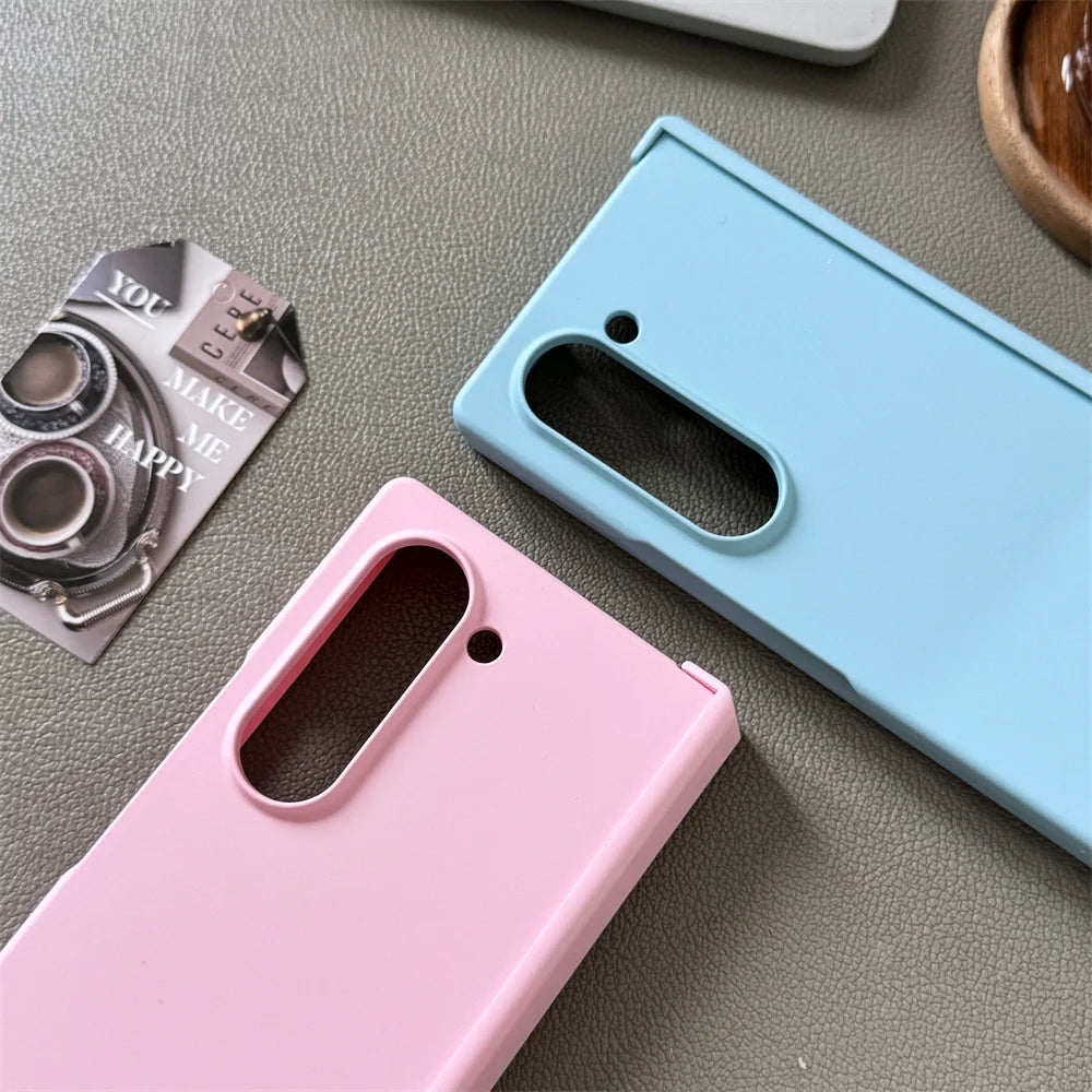 Luxury Matte Phone Case for Samsung Z Fold 6 5 4 3 5G Fold6 Fold5 Fold4 Fold3 Hinge Shockproof Protective Macaron Color PC Cover