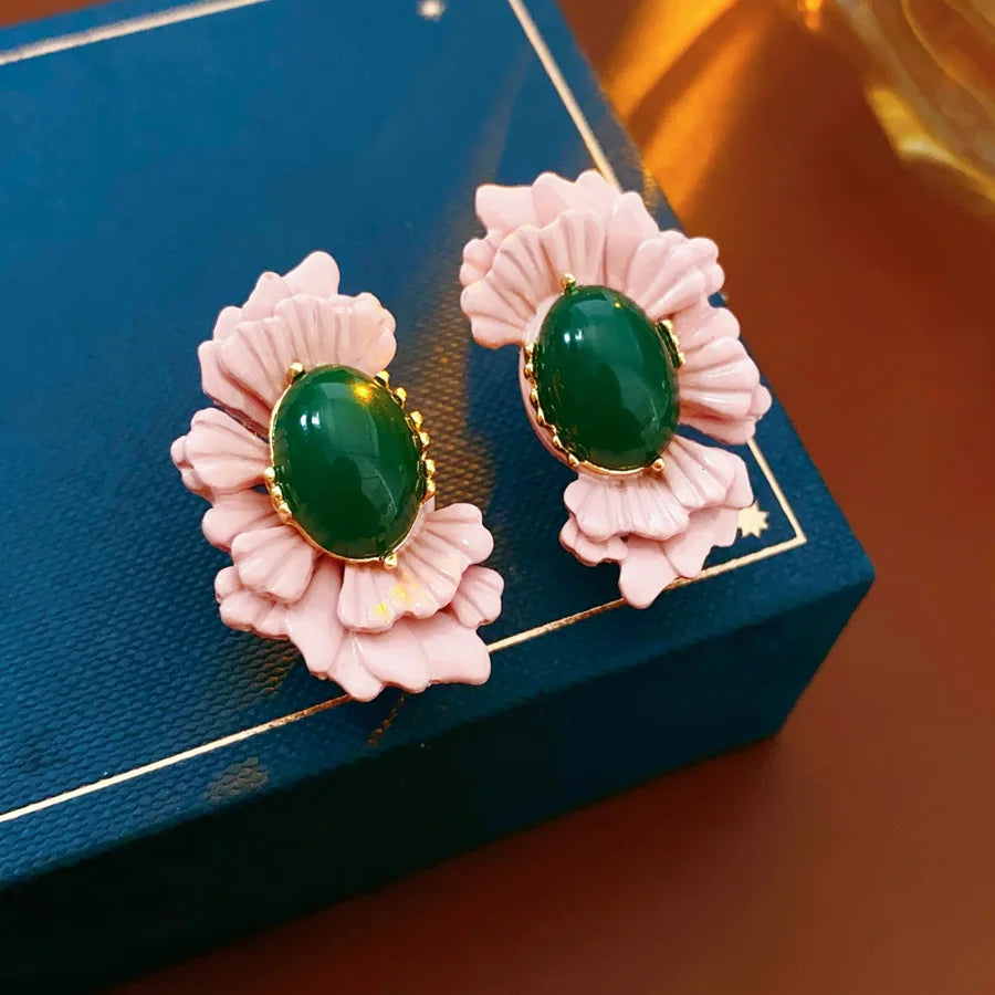 Fashion Romantic Flower Earrings Pink 2025 New Creative High Grade Designers Pendientes Mujer