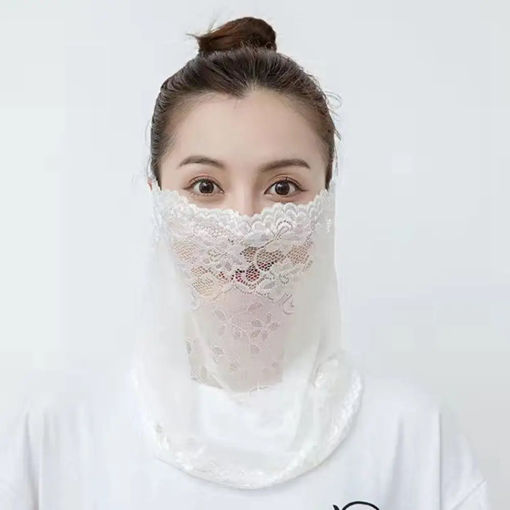 Summer Sunscreen Lace Mask Women Men Sport Golf Face Mask UV Protect Neckline Mask Hanging Ear Headband Scarf