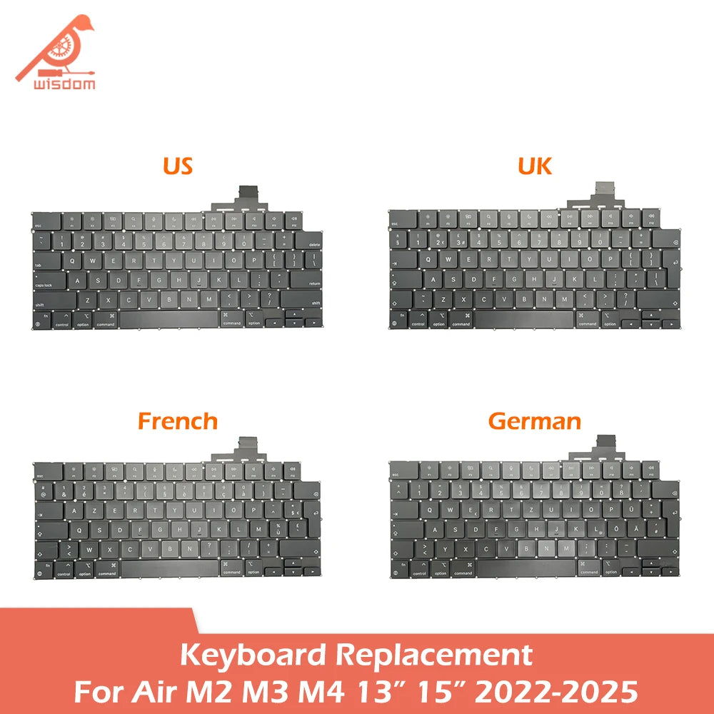 Laptop A2681 A2941 A3113 A3114 A3240 A3241 Keyboard For Macbook Air M2 M3 M4 13" 15" Keyboards Replacement 2022-2025