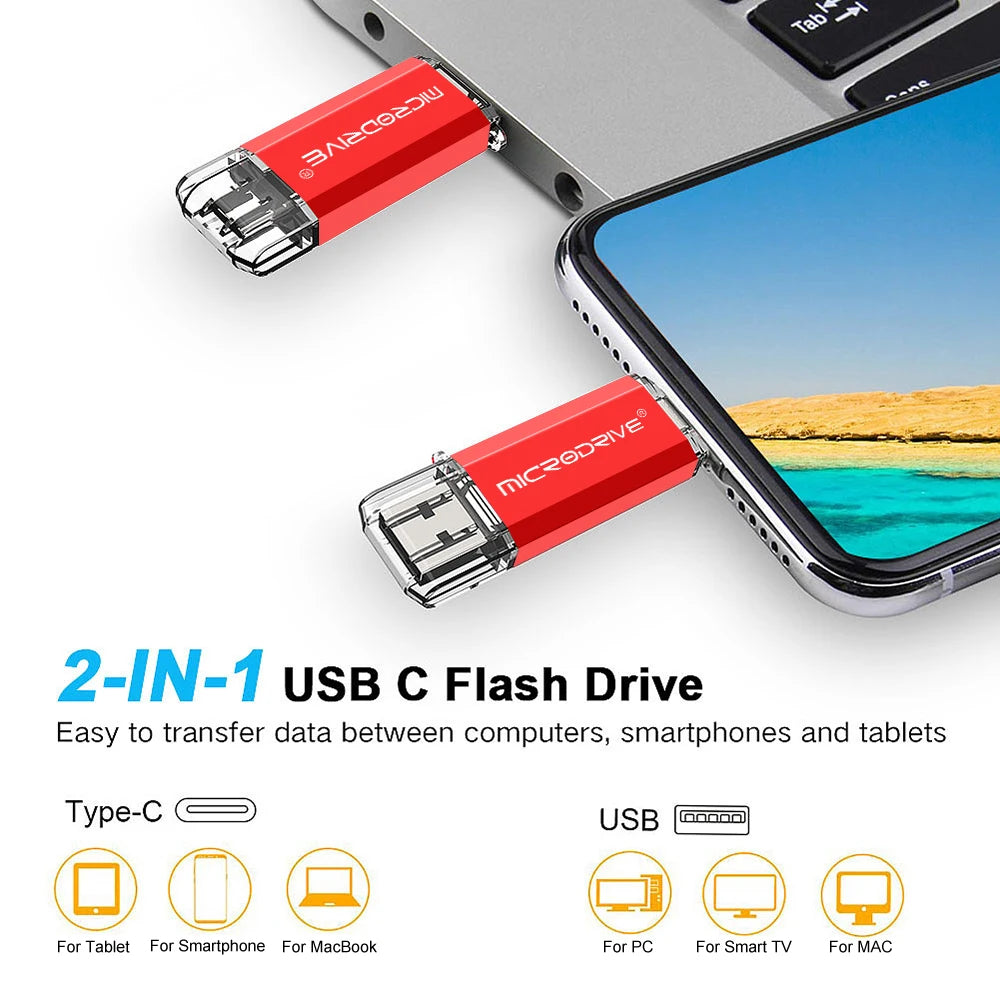 OTG  type c USB Flash drive cle Real capacity 8GB 16GB 32GB 64GB 128GB USB MICRO pendrive for smart phone