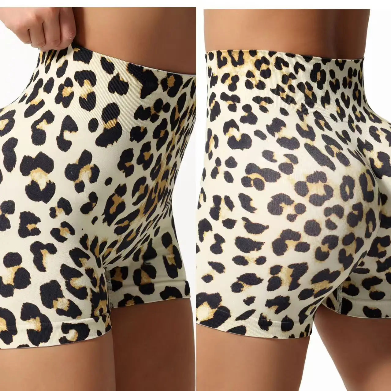 Women Leopard Scrunch Shorts Butt Lifting Workout Biker Yoga Pants Leggins Sports Fitness Athletic Short Tights High Waist