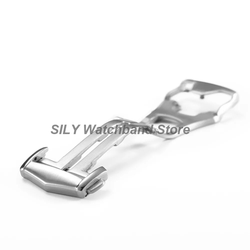 Silver Brushed Watch Buckle 18/20mm Stainless Steel Butterfly Deployment Watch Button Metal Folding Clasp Watch Button Accessory