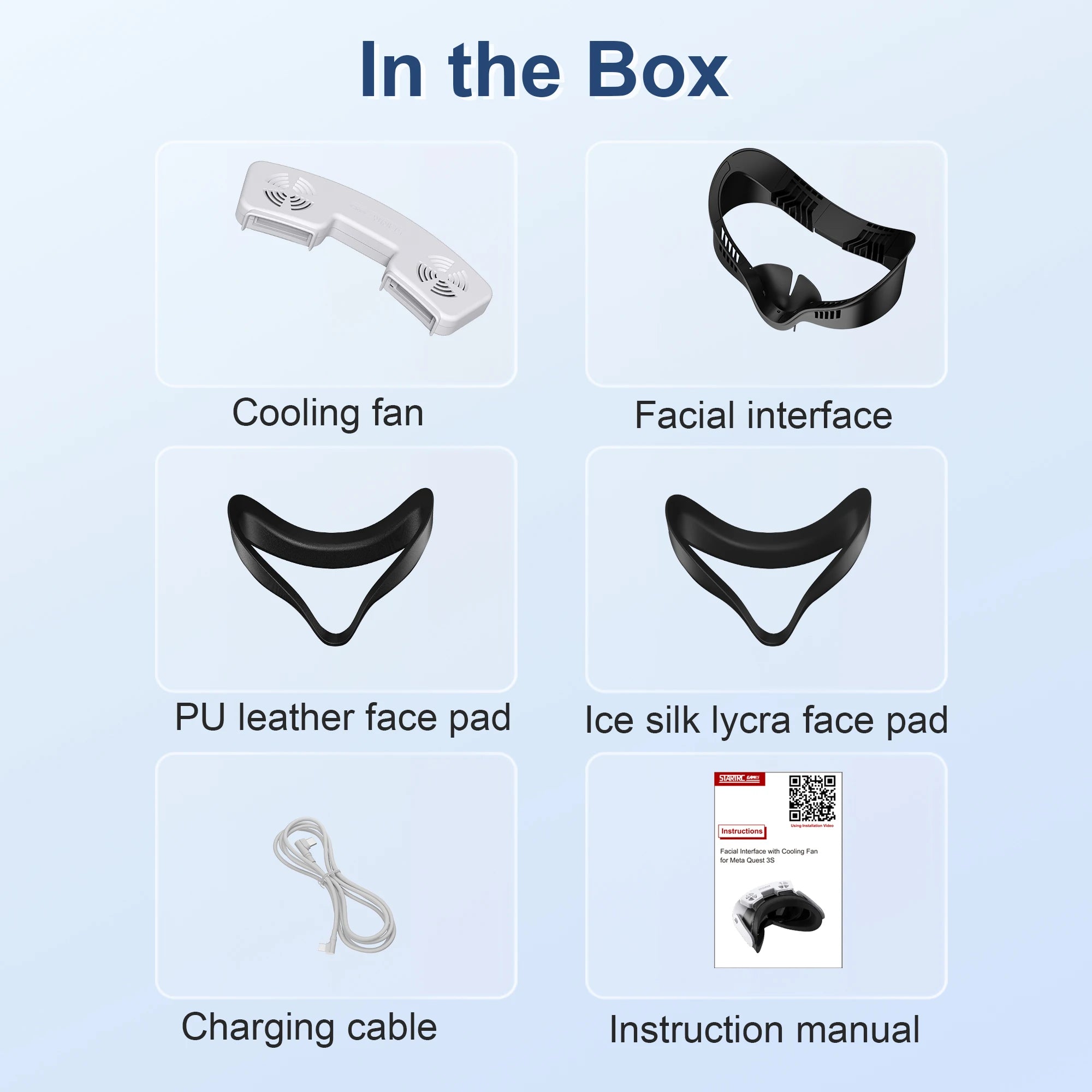 4 in 1 Face Mask Cover W Cooling Fan For Meta Quest 3S Case Replacement Face Pad Anti-Sweat Mask For Oculus Quest 3S Accessory