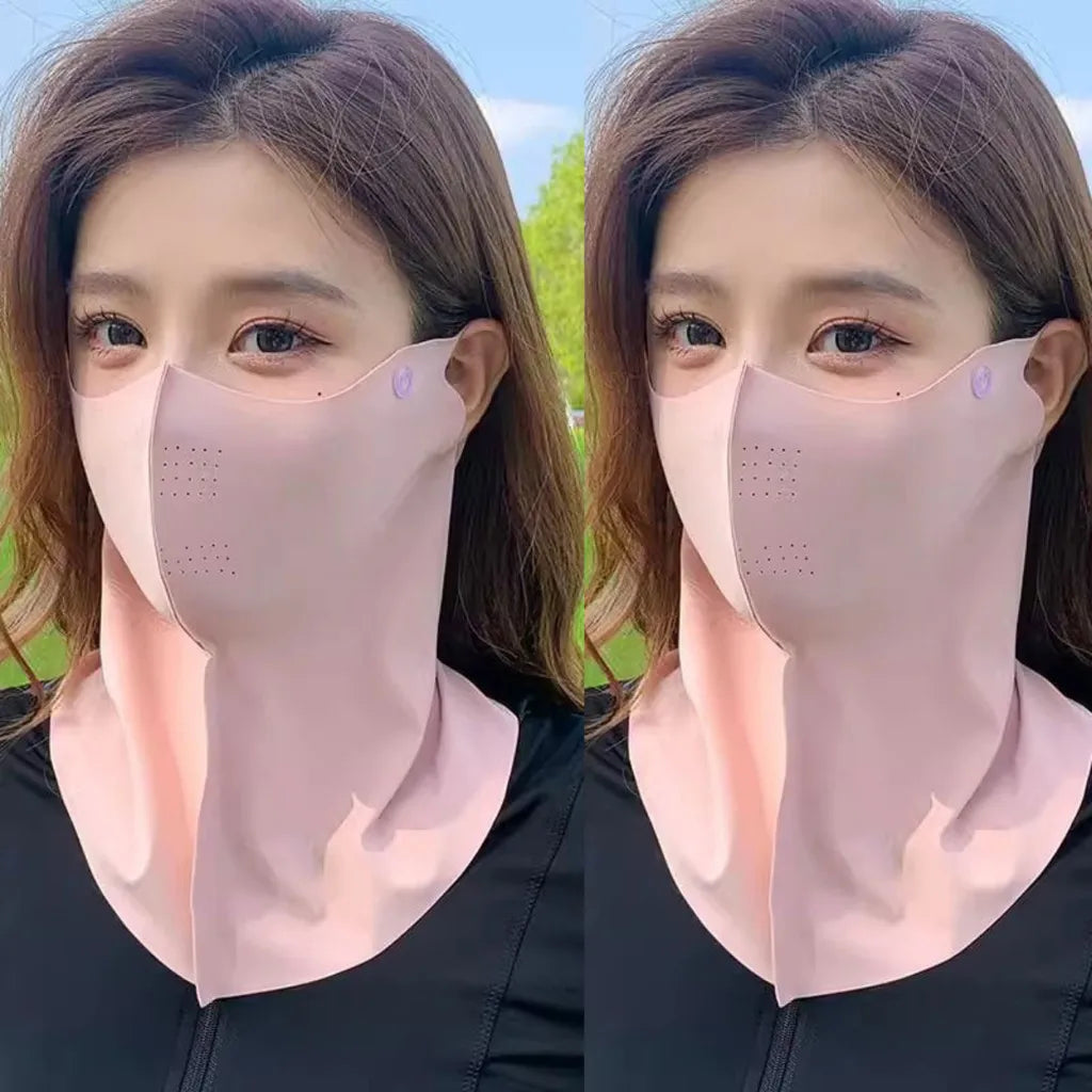 2PCS Ice Silk Sun Protection Mask Anti-Ultraviolet Neck Guard 3D Mask Summer Breathable Eye Protection Face Mask