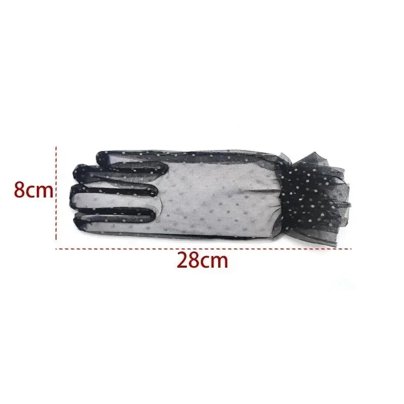 1/2/3/4Pairs Women'S Sexy Mesh Gauze Wavy Dot Lace Gloves Fashion Sunscreen Breathable Lace Bridal Wedding Etiquette Gloves