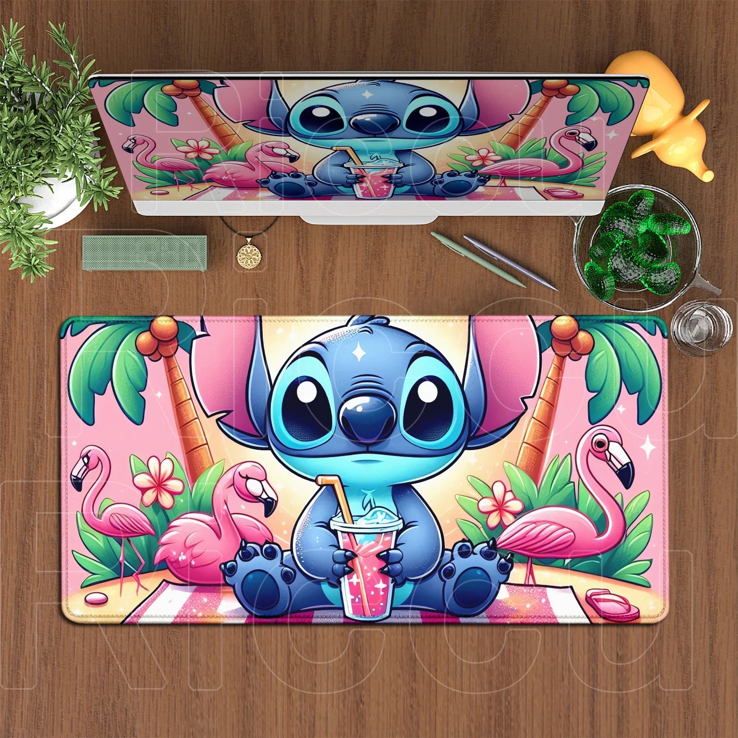 Large Gaming Mice Pad Kawaii Anime Stitch Mousepad Gamer Mausepad XXL Computer Office Speed Deskmat Keyboard Cabinet Accessories