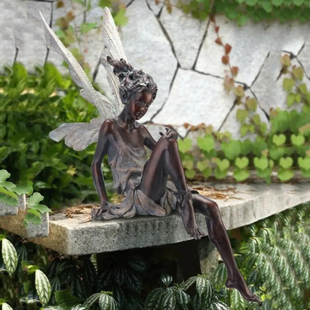 Flower Fairy Statue Garden Decoration Turek Sitting On Fairy Sculpture Outdoor Garden Courtyard Lawn Resin Decorative Sculpture