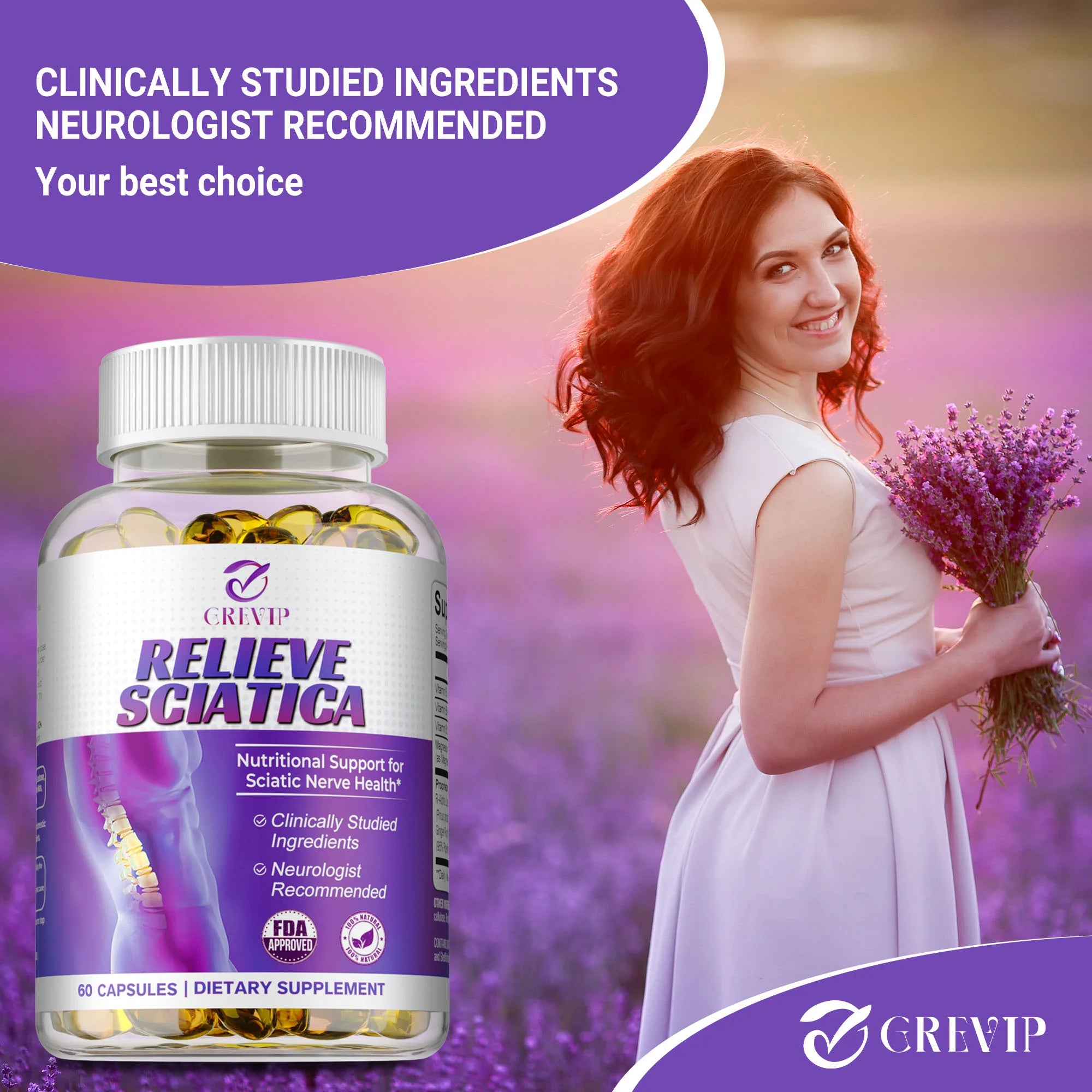 Sciatic Nerve Relief - Alpha Lipoic Acid - Promotes Sciatic Nerve Comfort & Relieves Nerve Pain - 60 Capsules