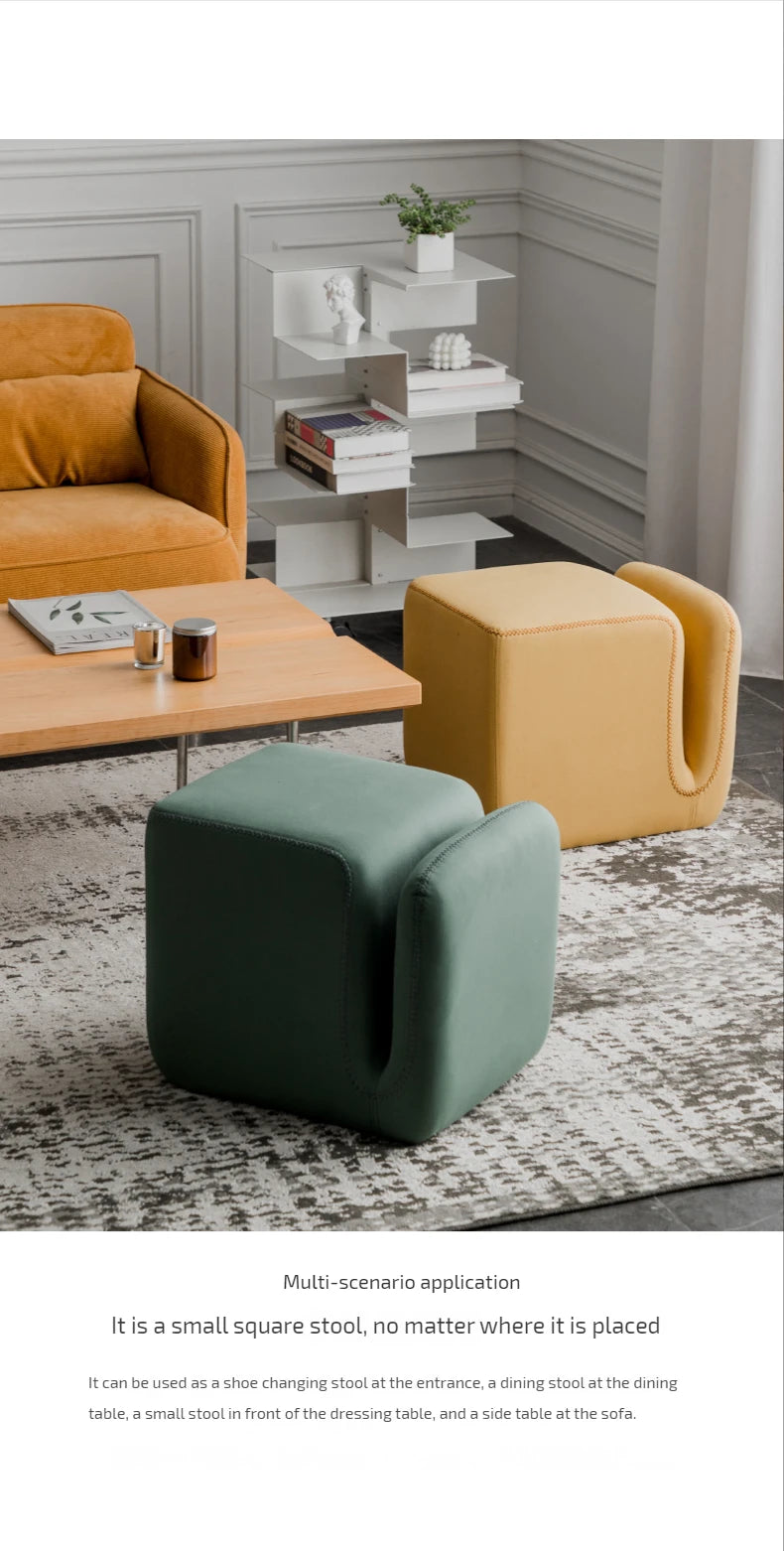 Household Living Room Hallway Pouf Nordic Sofa Stool Makeup Sitting Pier Fabric Shoe Changing Stool Book Storage Ottoman