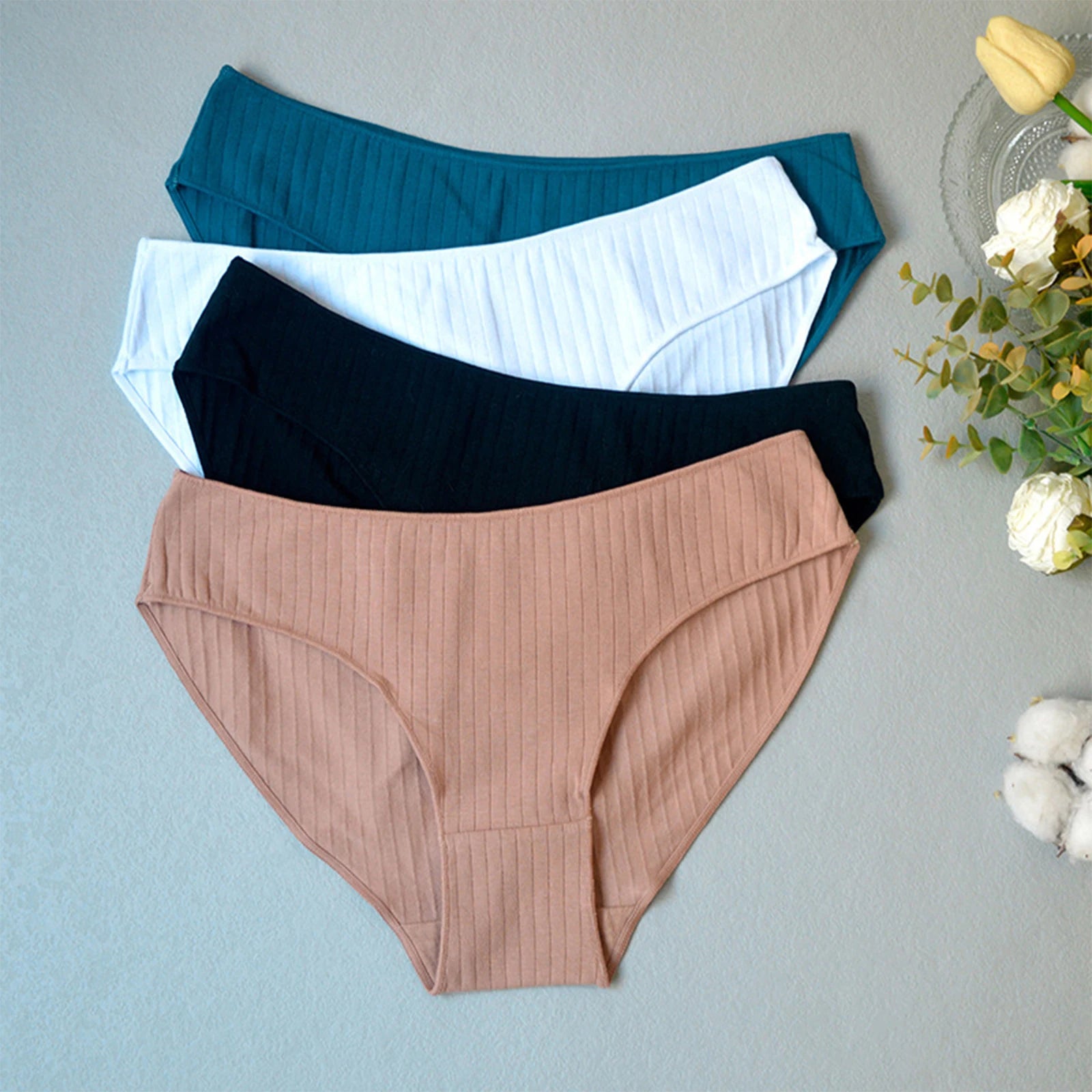 Women's Underwear Low Waist Trendy Soft Breathable Plus Size Ladies Briefs Multiple Colors Stretchy Fashionable Underwear