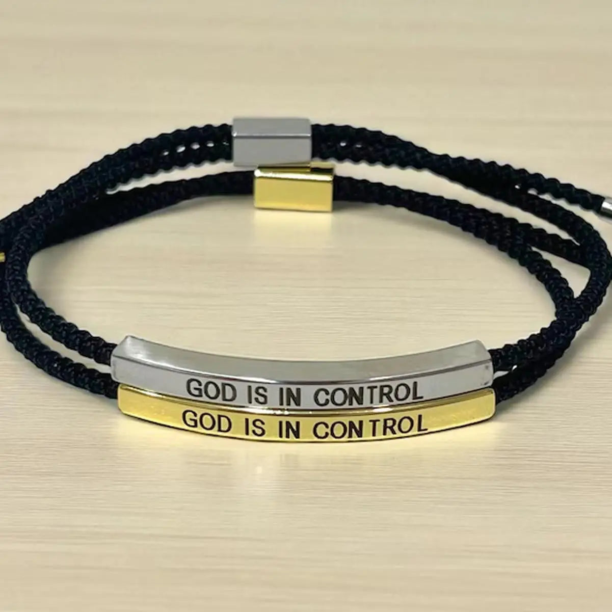 Inspire Stainless Steel Bracelets “God Is in Control”, Dios Tiene El Control Pulsera, Christian Faith Bracelet with Gift Box
