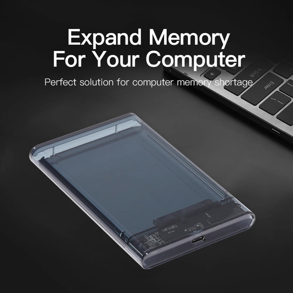 2.5 inch HDD Case SATA To USB3.1  External Hard Drive Case 5 Gbps  SSD Box USB3.0 To Type-C Transparent Black Hard Disk Box