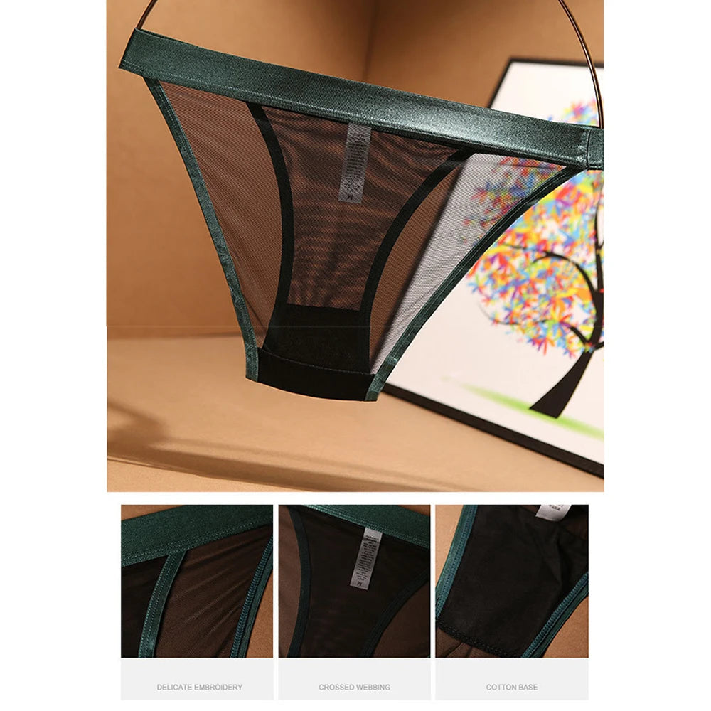 Women's Underwear see Through Seamless Panties Wide Brimmed Mesh Sheer Sexy Lace Ladies Light Girls Low Waist Briefs