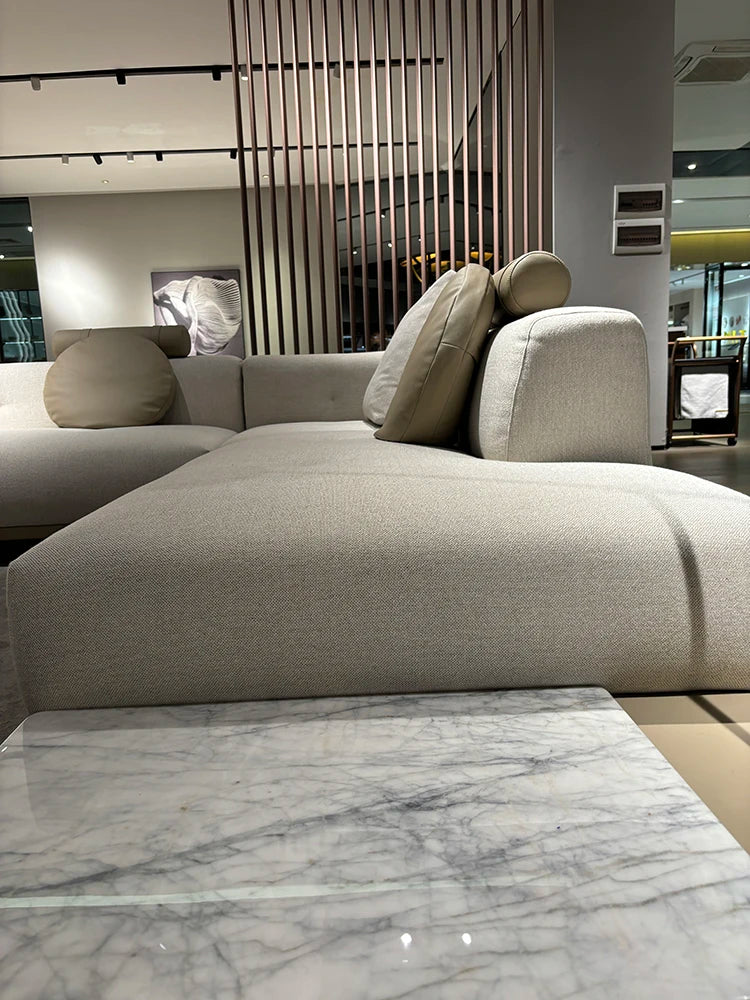 Living Room Furniture Premium Modern Luxury L-Shaped Sofa Set Custom Size Nordic Beige White Villa Home Furniture
