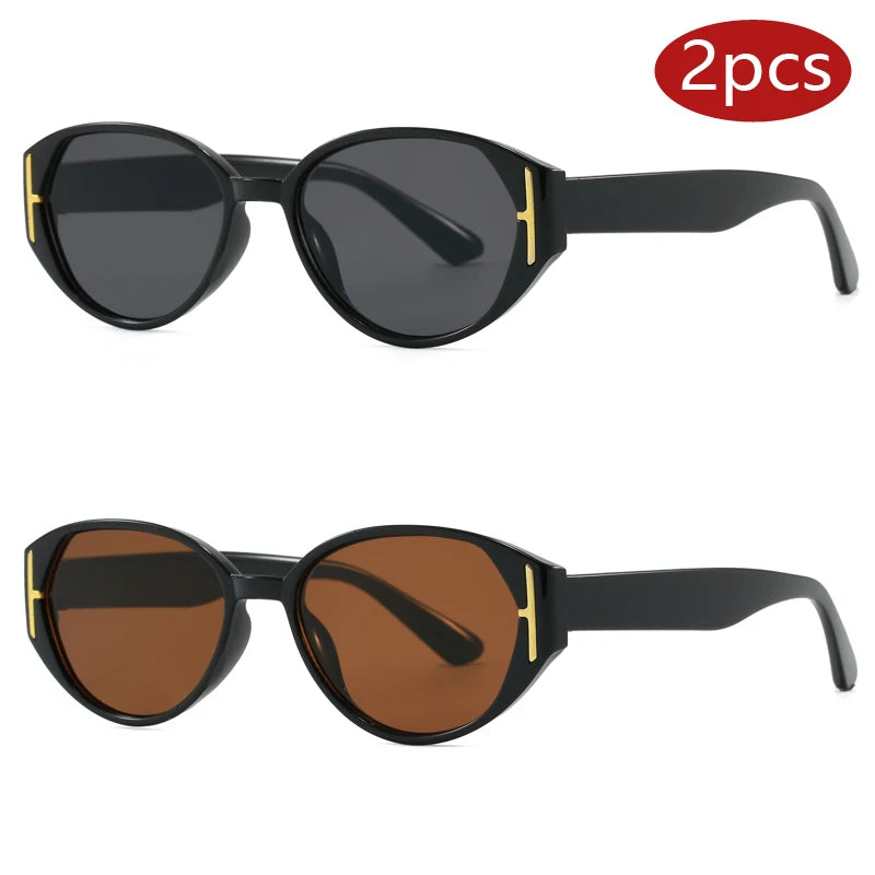 Car Sun Glasses 2pcs New Cat Eye Versatile Sunglasses Women 2026 Popular Decoration Eyewear Ladies Trendy Small Frame Eyeglasses