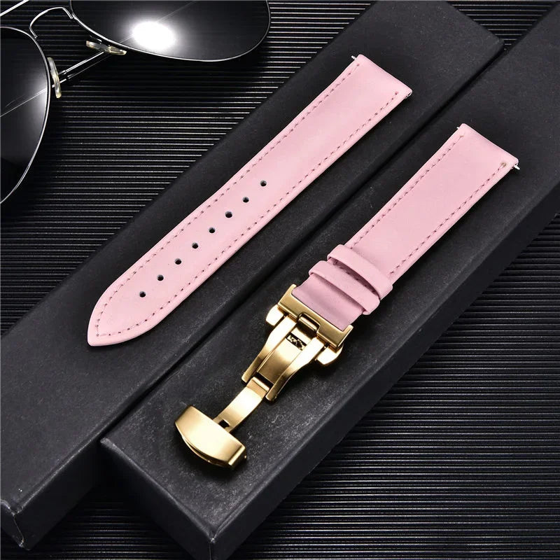 New Women's Business Commuter Strap 18mm 20mm 22mm 24mm with Automatic Butterfly Buckle Watchband