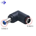 1/2pcs 90 Degree 5.5*2.1 Mm Male Jack To 5.5*2.1Mm Female Plug Right Angle Dc Power Connector Adapter Laptop
