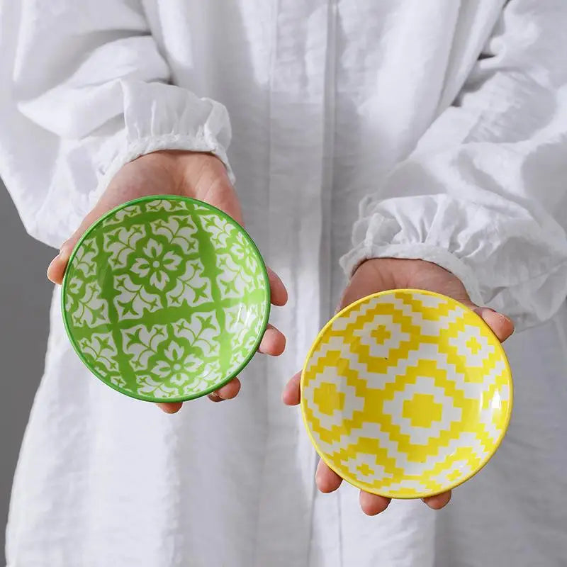 【HGPA】Ceramic Condiment Dishes, Bohemian Style Plates, Sauce Dishes, Suitable For Kitchens, Restaurants, Sushi Shops