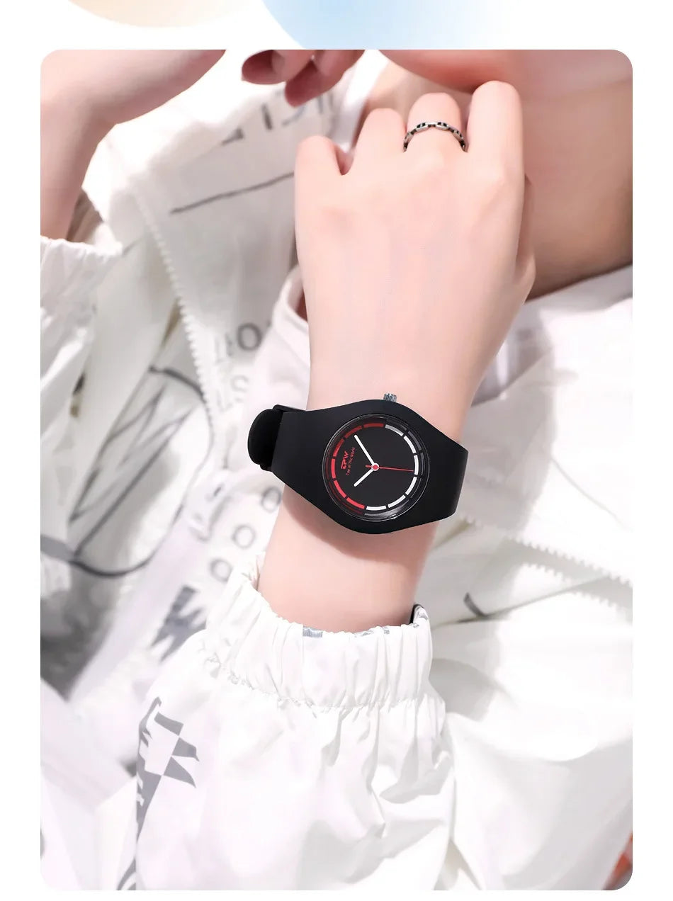 Ladies Fashion Watch Couple Quartz Watch Jelly Color Rubber Sports Clock Suitable for Women Men Starry Earth Rainbow Watch