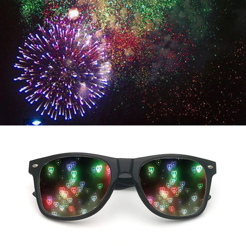 Funny 3D Glasses Love and Star Special Effects 3D Glasses Firework Diffraction Eyewear Mirror Light Rainbow Show Part