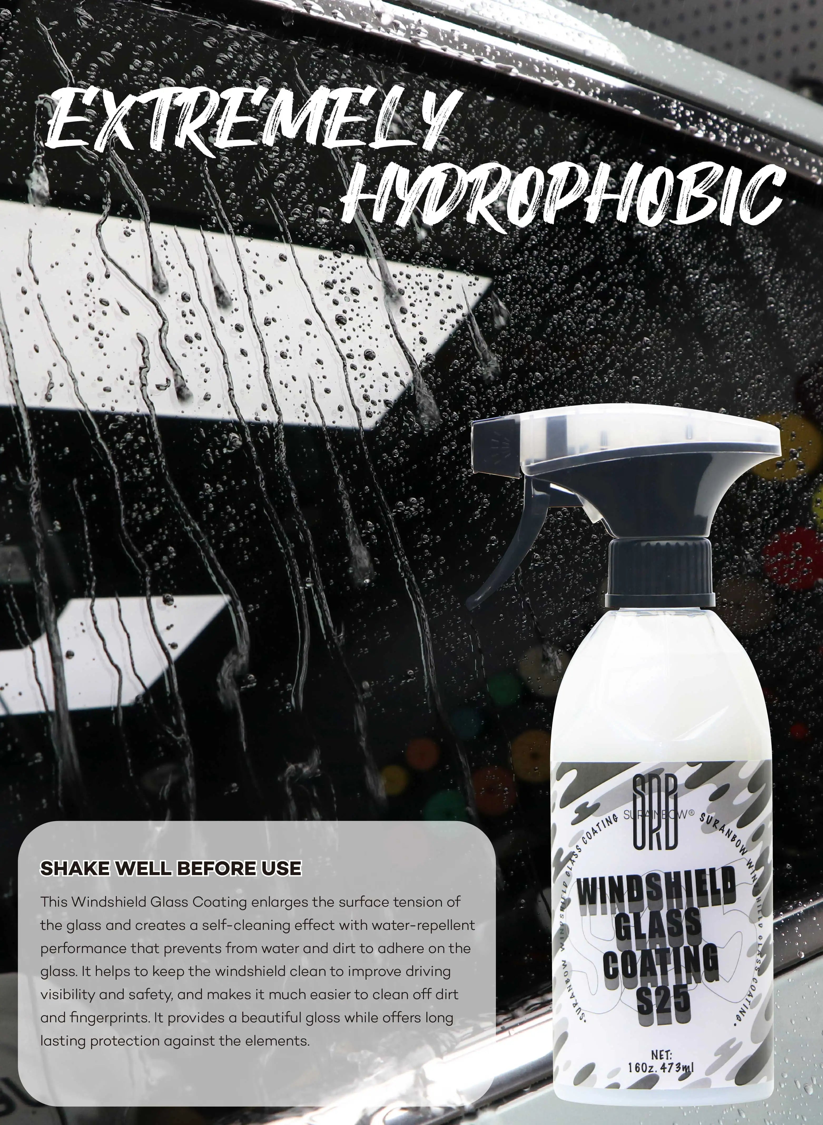 Glass Coating,Hydrophobic Automotive Rain Repellent,Glass Coating for Windshield,Improved Visibility and Clarity for Wet Weather