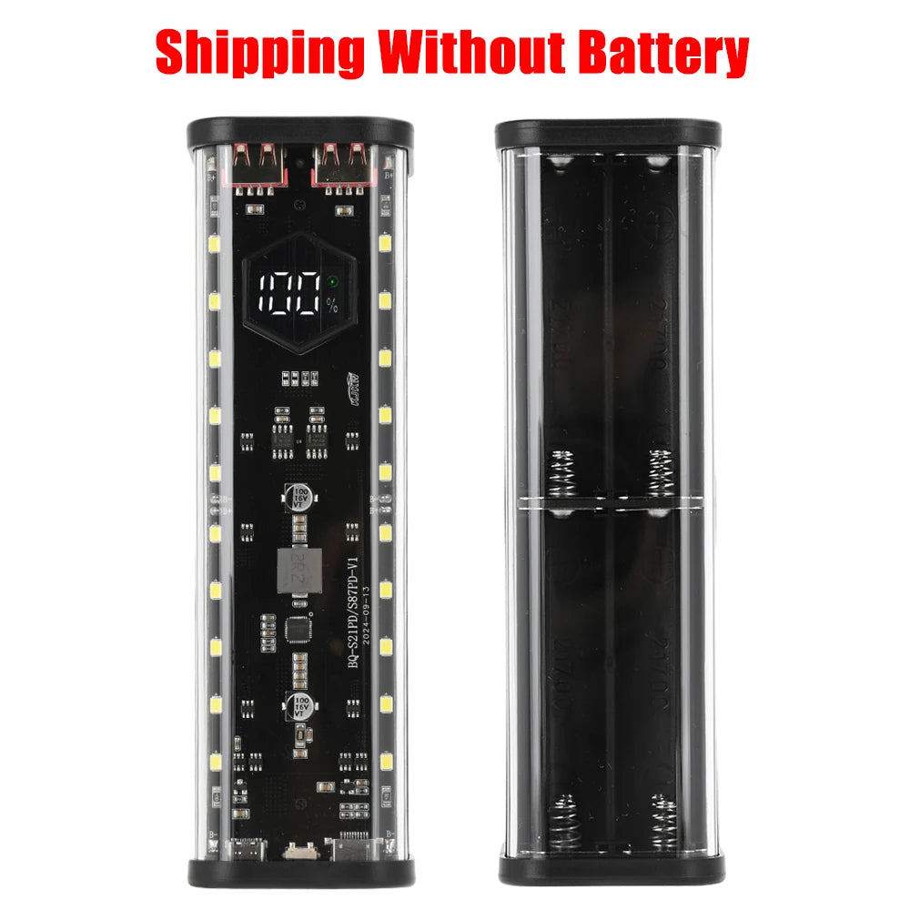 8 Slots 21700 Battery Case DIY Kit Mecha Transparent Quick Charge Flash Charger Battery Case Kit Power Bank Box Type C