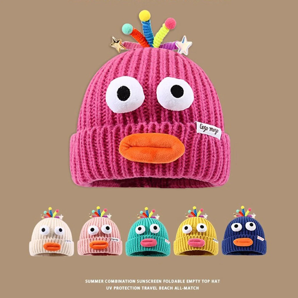 Women's Hat Funny Cartoon Sausage Mouth Wool Hat Knitted Ear Protectioned Hat Winter Warm Cute Big Head Cute Funny Hat