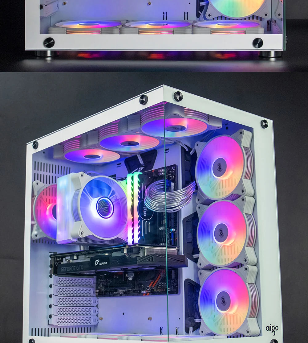 Aigo AR12 white 120mm RGB FAN ventilador PC gamer Computer Case kit Fan Cooling Cooler 12cm Adjust Speed 12V ARGB Fans ventoinha