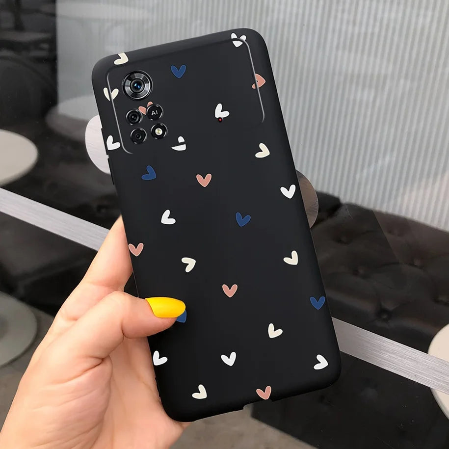 Cute Love Heart Phone Case For Xiaomi Poco X4 Pro 5G Cover Soft Silicone Matte Funda For Xiaomi Poco X4 M4 Pro 4G 5G Bumper 2022