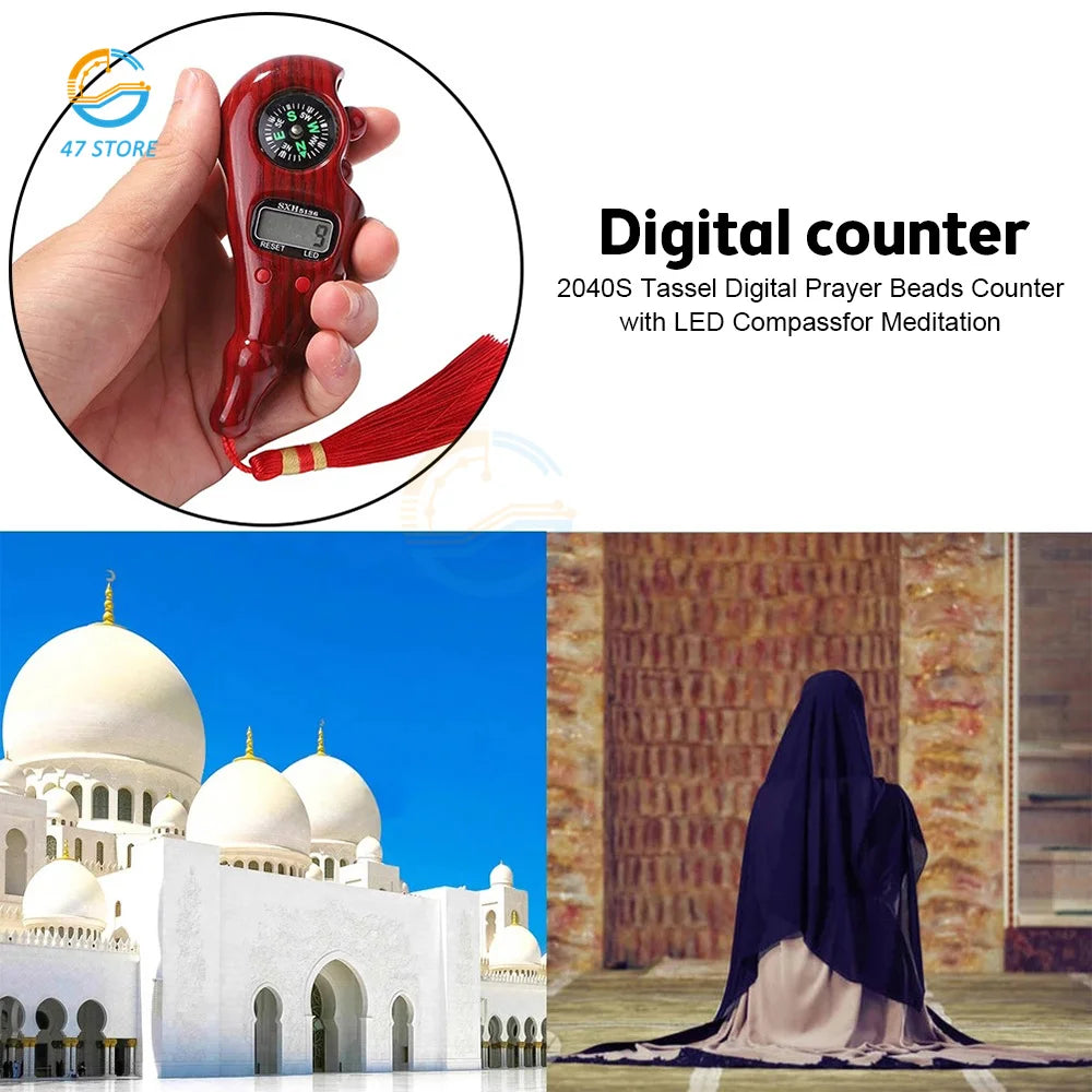 Electronic Digital Electronic Tally Counter with Compass Tassel Finger Game Toy Manual Reset Decompress Relax Tool LCD Register