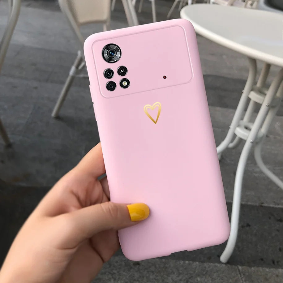 Cute Love Heart Phone Case For Xiaomi Poco X4 Pro 5G Cover Soft Silicone Matte Funda For Xiaomi Poco X4 M4 Pro 4G 5G Bumper 2022