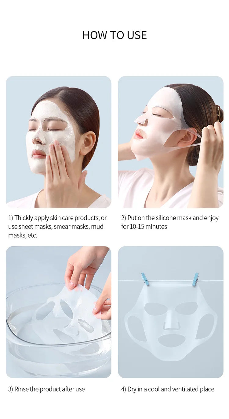 3D Silicone Mask Face Women Skin Care Tool Hanging Ear Face Mask Gel Sheet Reusable Lifting Anti Wrinkle Firming Ear Fixed Tools